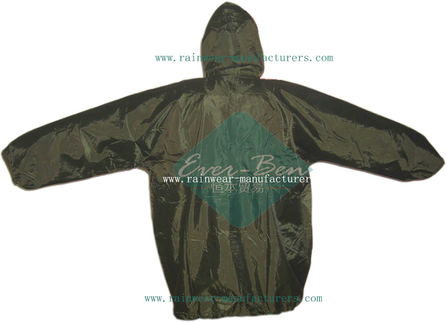 Olive green mens rain coats for army